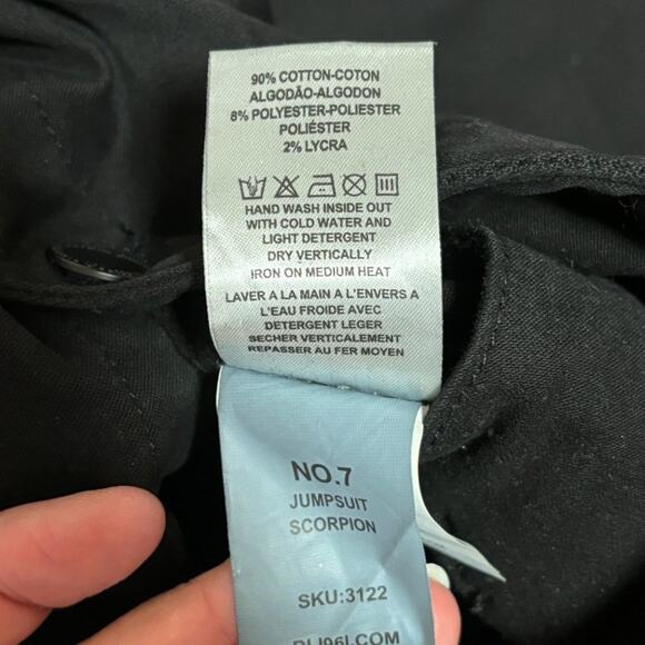 DL 1961 x Jessica Alba No. 7 Jumpsuit in Scorpion Black SZ XS - Picture 13 of 15